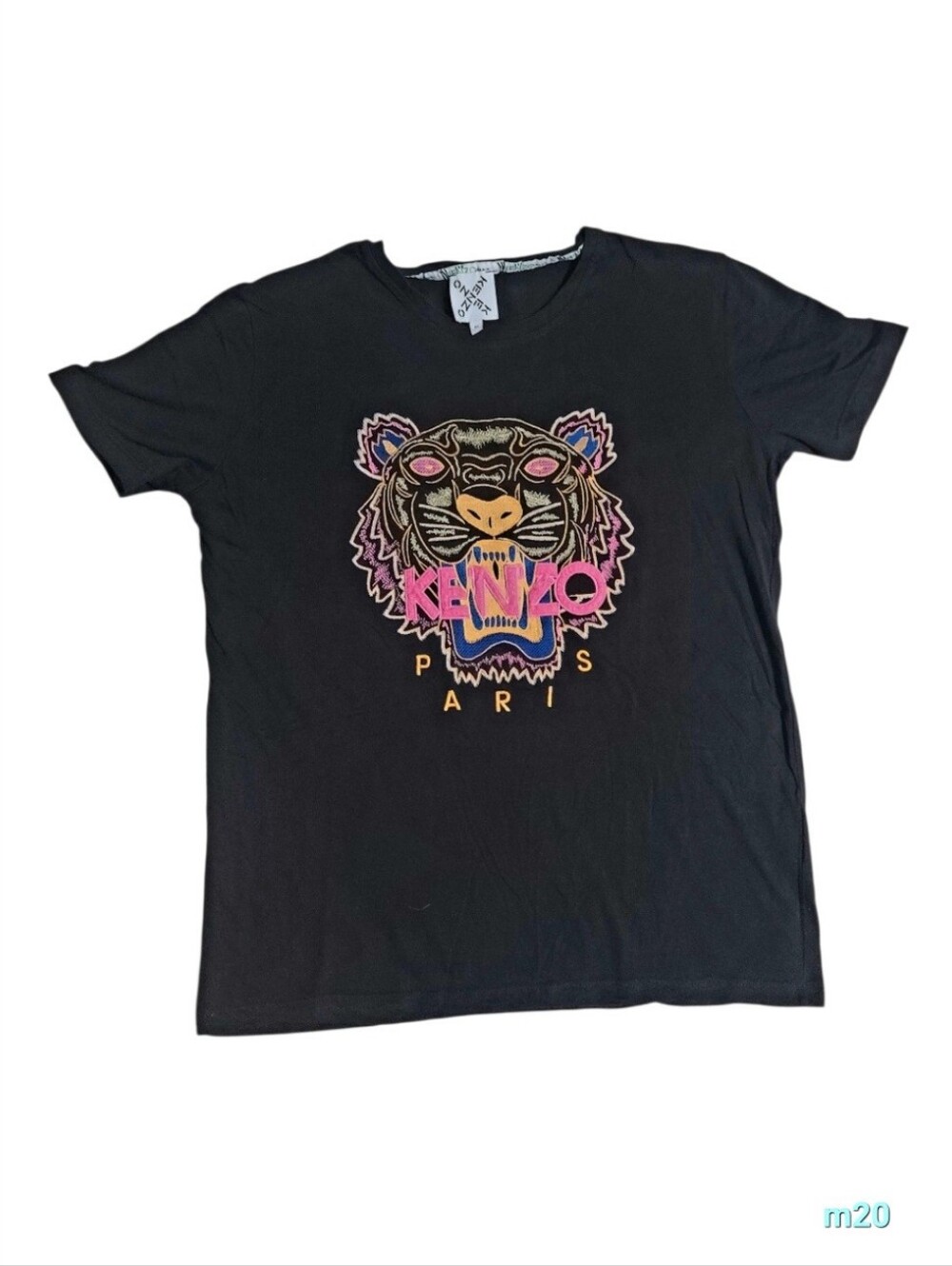 Kenzo Paris Classic Tiger Embroidered T-Shirt Black Pink Size M